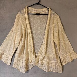 Torrid Open Front Cardigan Crochet Lace Cream Womens Plus Sz 4X Spring Summer